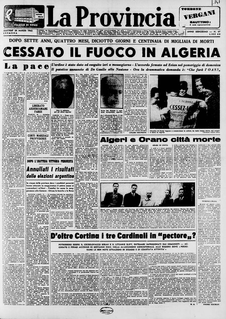 Firmato l'armistizio tra Francia e Algeria