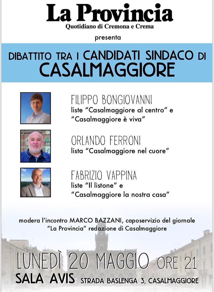 Lunedì 20 maggio i candidati sindaco a confronto con La Provincia