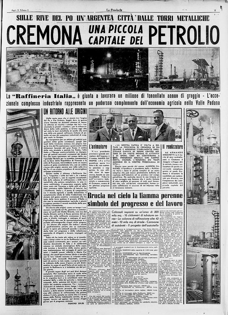 Cremona una piccola capitale del petrolio: «Raffineria Italia», l'argentea «città dei tubi»