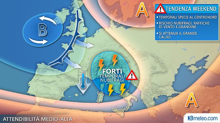 Verso il picco del caldo: ma in arrivo temporali e nubifragi