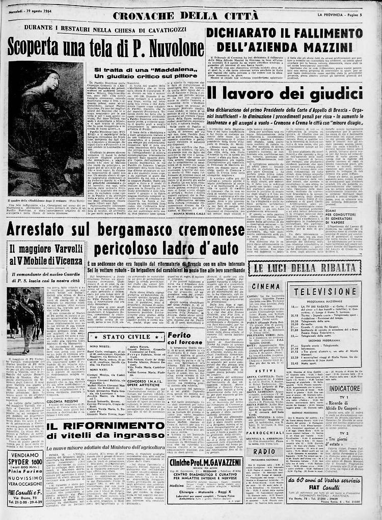 Scoperta una tela di P. Nuvolone