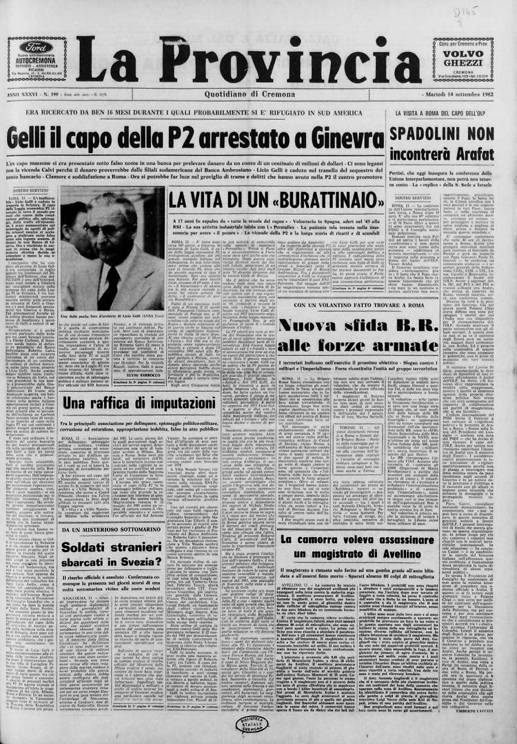 Gelli il capo della P2 arrestato a Ginevra
