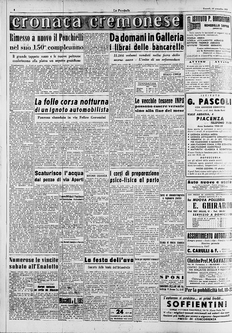1808 - 1958: 150° compleanno del Ponchielli