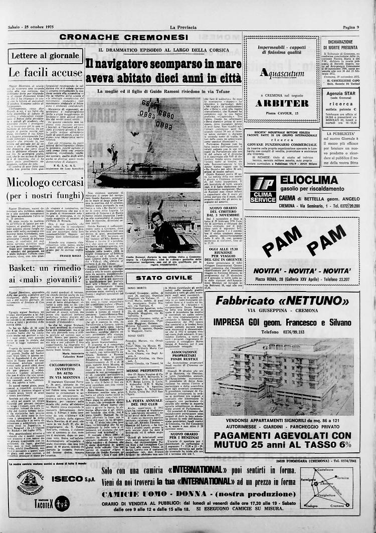 Il navigatore scomparso in mare aveva abitato dieci anni in città