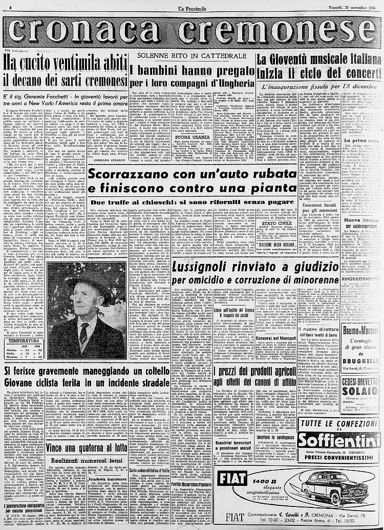 È il sig. Geremia Facchetti - In gioventù lavorò per tre anni a New York: l'America resta il primo amore