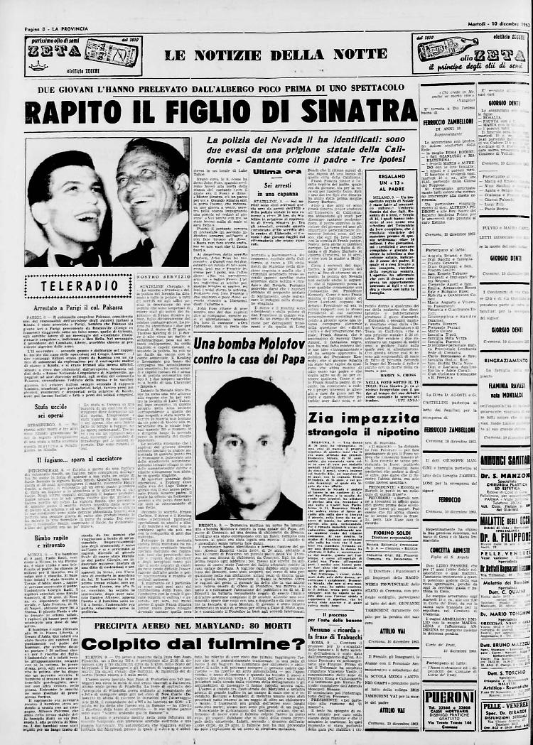 Rapito il figlio di Sinatra