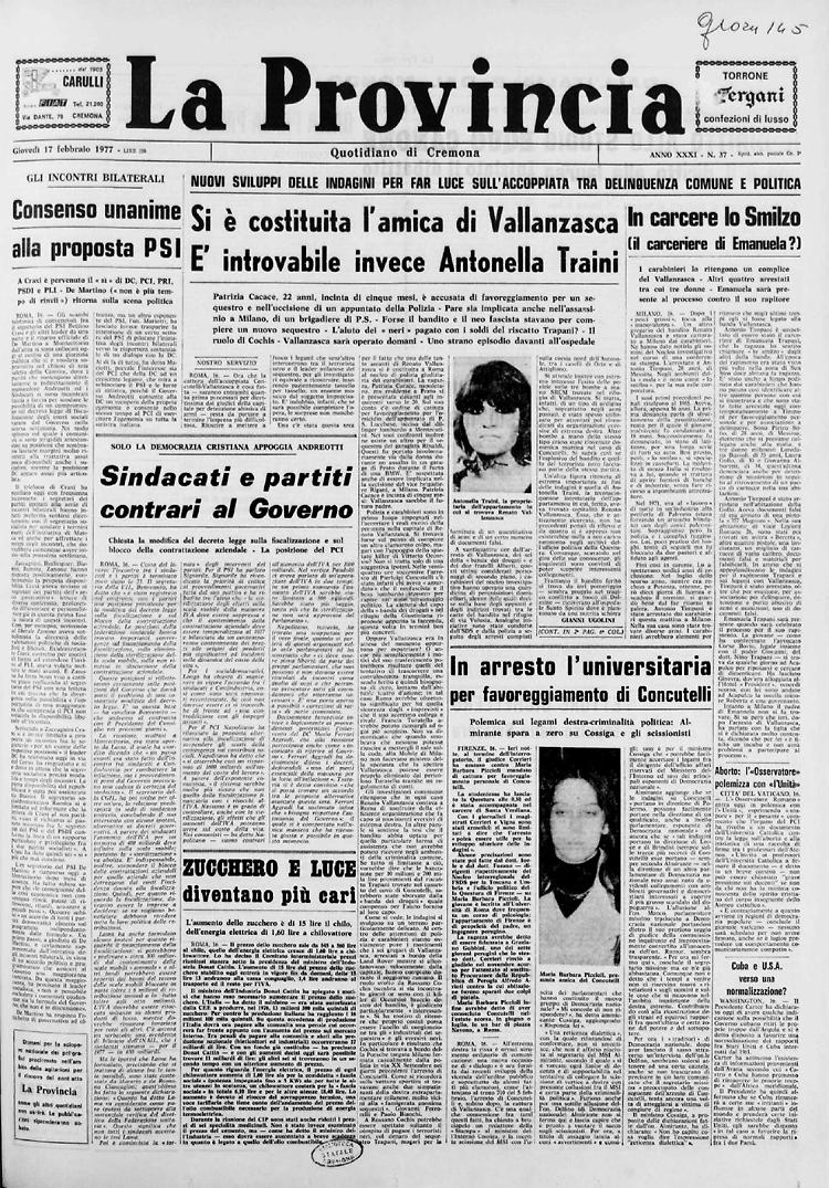 Si è costituita l’amica di Vallanzasca