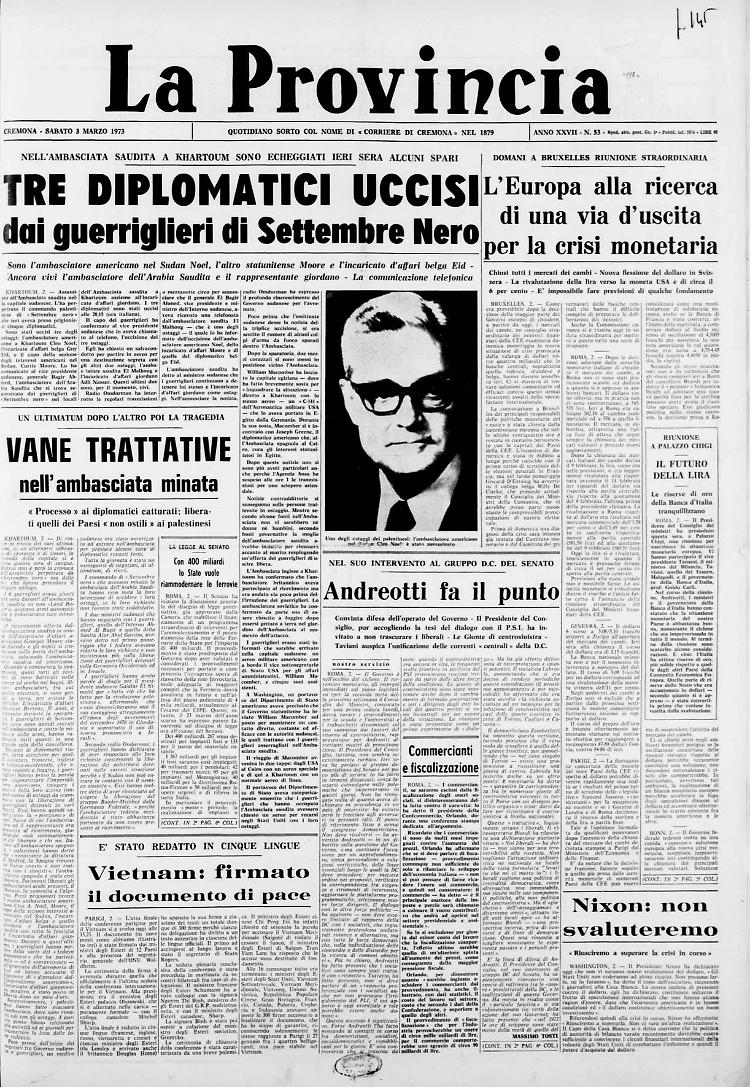 Tre diplomatici uccisi dai guerriglieri di Settembre Nero