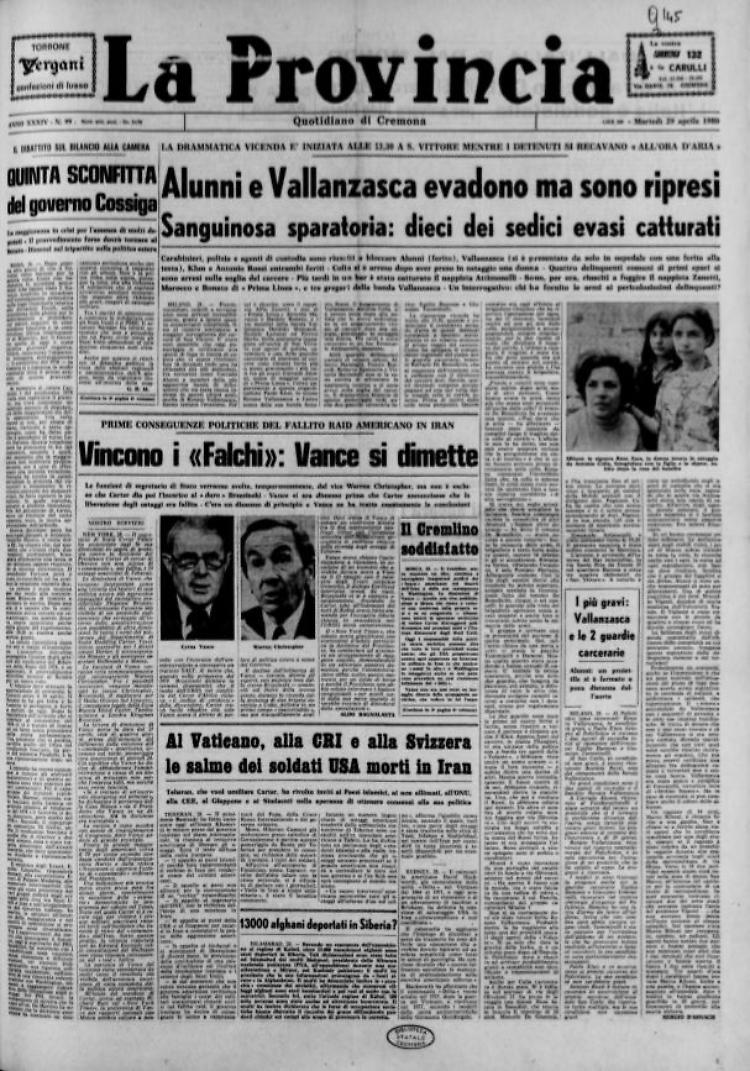 Alunni e Vallanzasca evadono ma sono ripresi