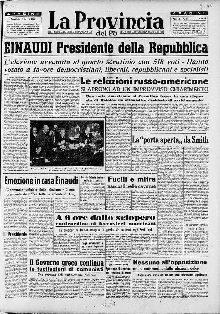 Einaudi Presidente della Repubblica