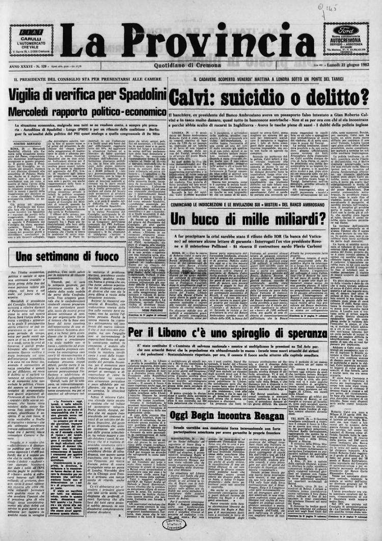 Calvi: suicidio o delitto?