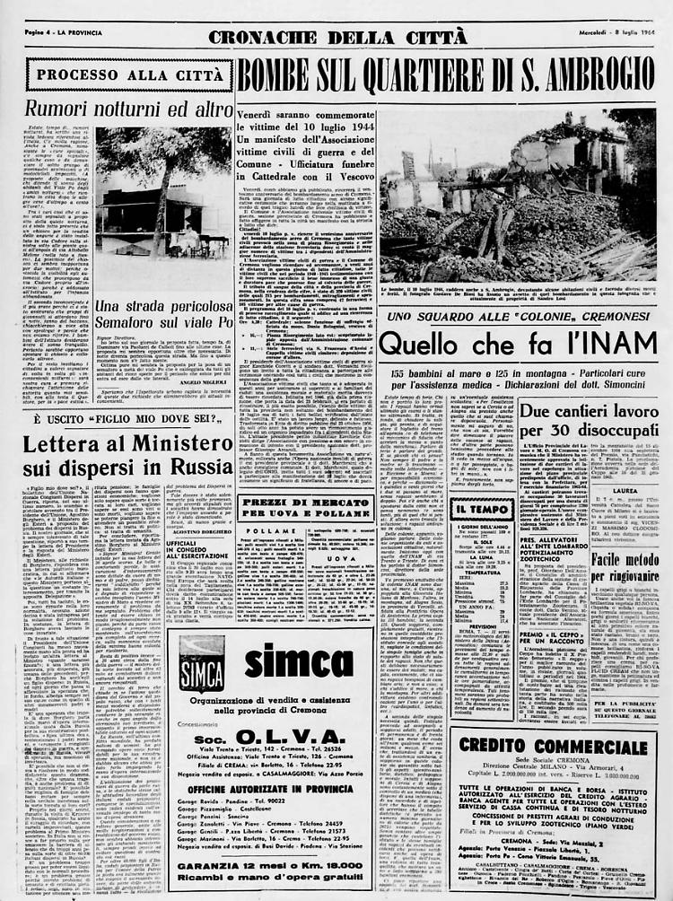 Bombe sul quartiere di S. Ambrogio