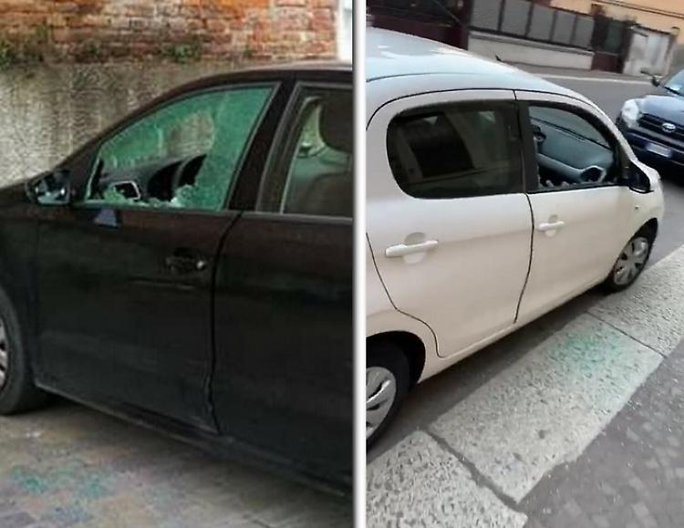 Vandali in azione, distrutti i finestrini di sei auto