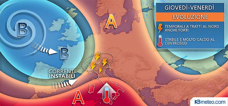 Avanti con caldo e afa, rischio temporali forti