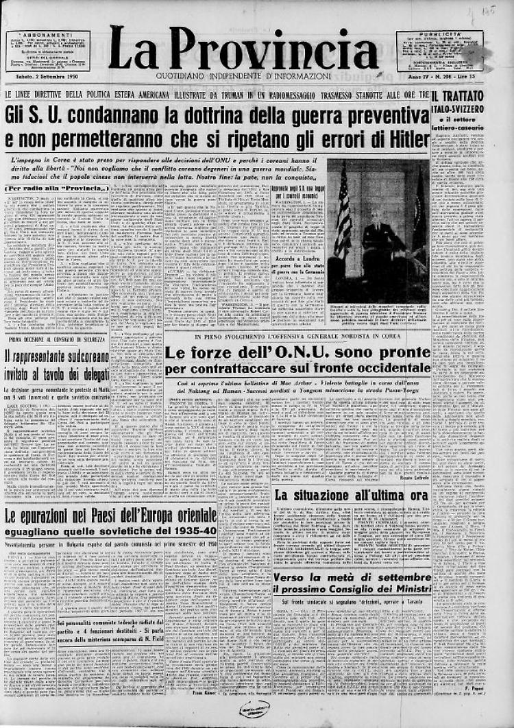 Truman: in Corea non si ripeteranno gli errori di Hitler