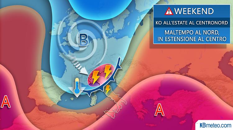Nel weekend intensa perturbazione con forti temporali e crollo termico