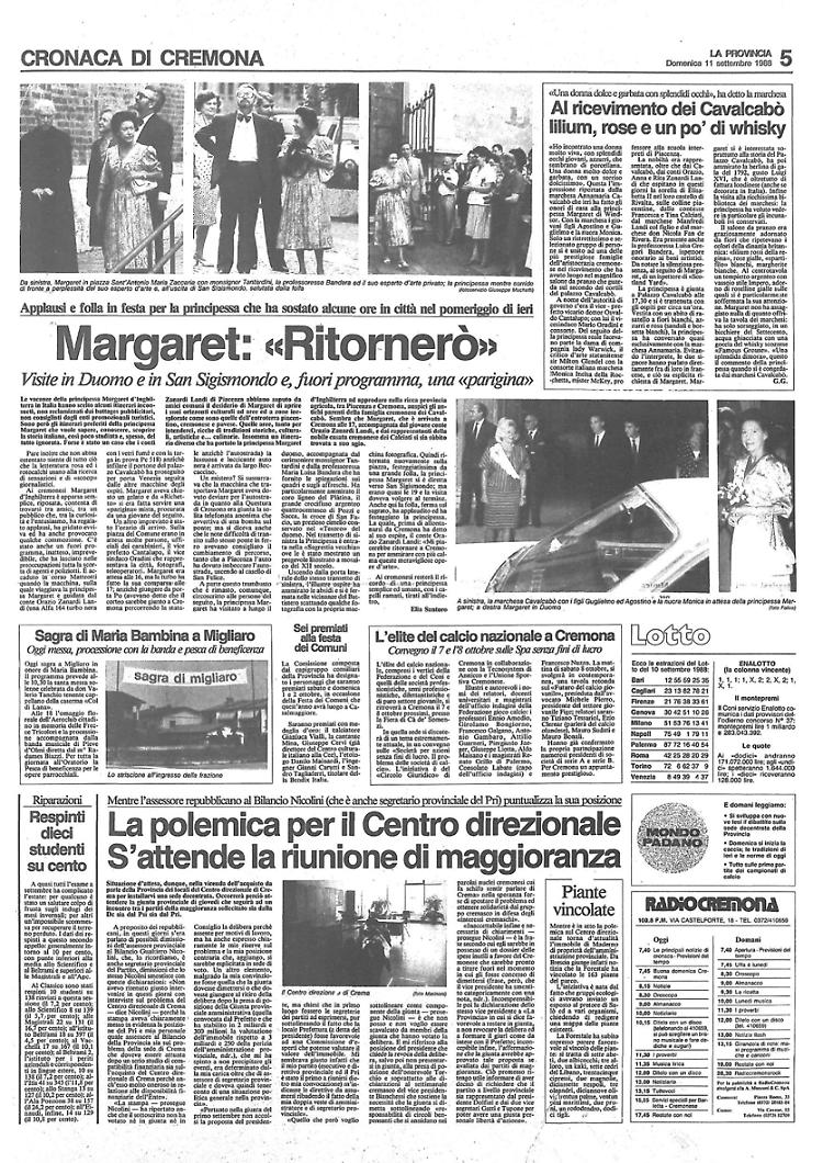 La principessa Margaret turista a Cremona