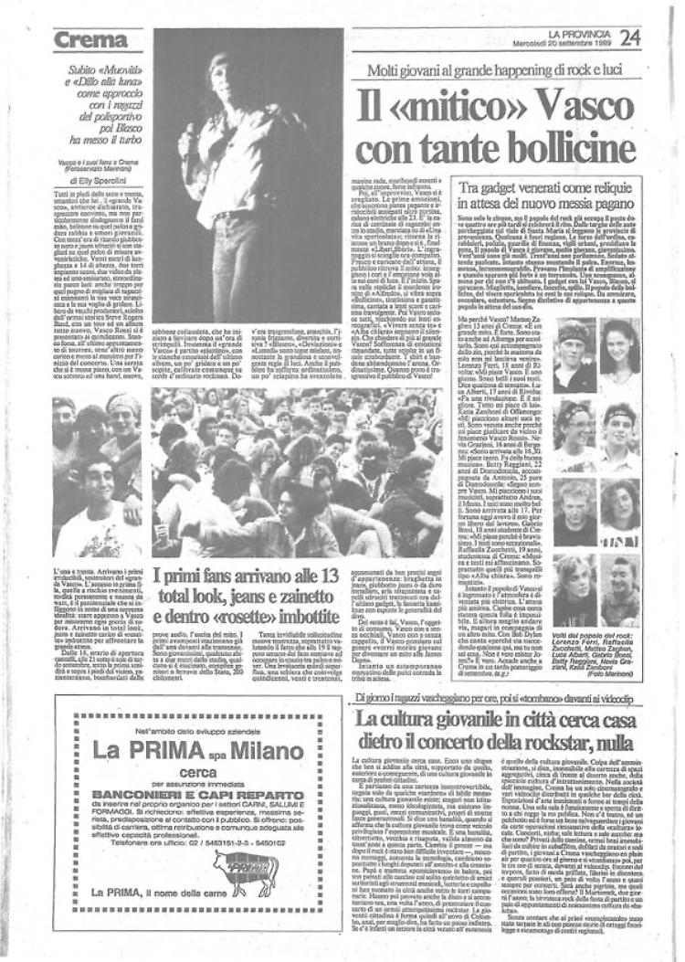 Migliaia di giovani al concerto di Vasco Rossi a Crema