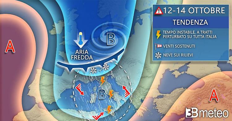 Dal weekend ancora maltempo, venti freddi e neve in montagna