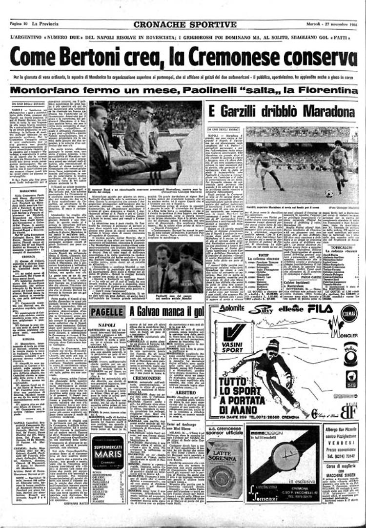 La Cremo sfida il Napoli di Maradona