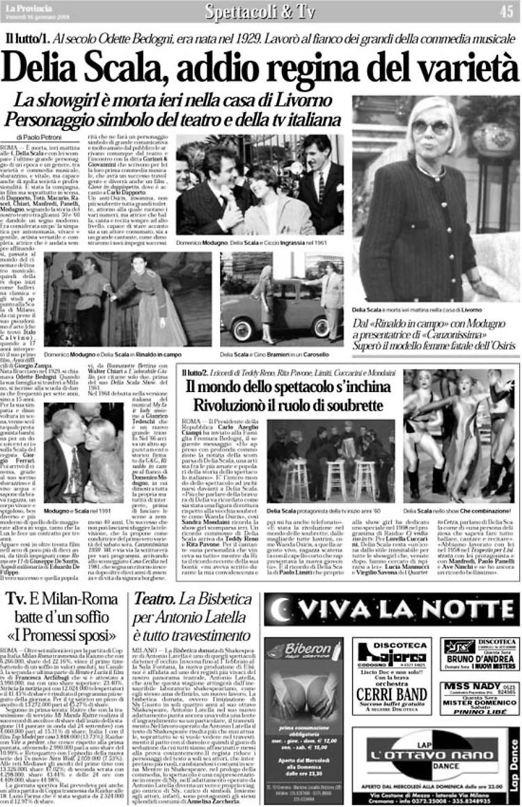 Delia Scala, addio regina del varietà