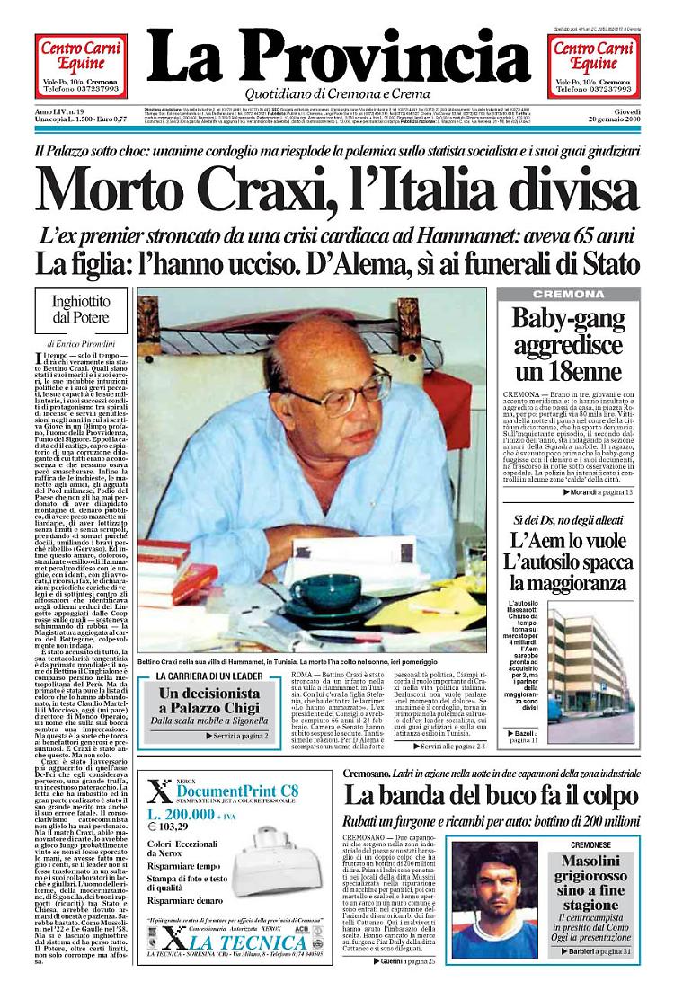 Morto Craxi, l’Italia divisa