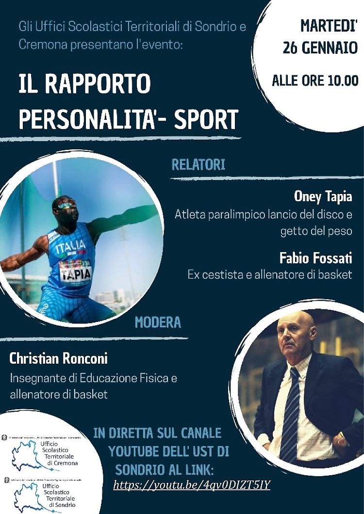 "Il Rapporto personalità-Sport": incontro online con i grandi campioni