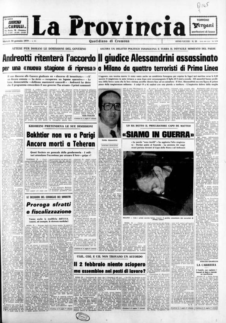 Il giudice Alessandrini assassinato  dai terroristi di Prima Linea