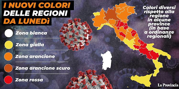In vigore il nuovo Dpcm. Da lunedì alcune Regioni cambiano colore
