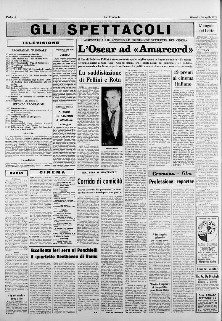 L'Oscar ad «Amarcord»