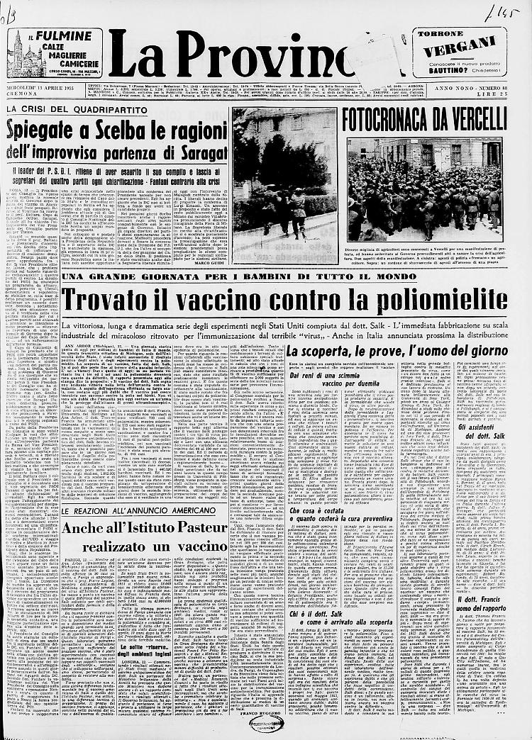 Trovato il vaccino contro la poliomielite