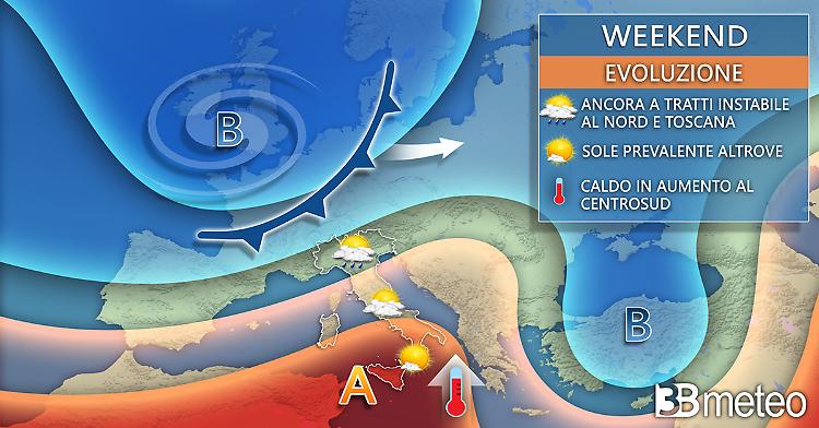 Nel weekend Italia divisa tra nuovi acquazzoni e caldo africano