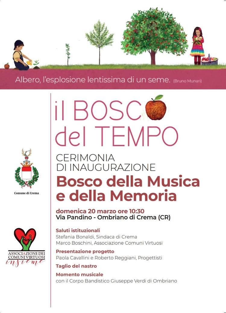 Bosco del Tempo e della Memoria, domenica cerimonia d'inaugurazione