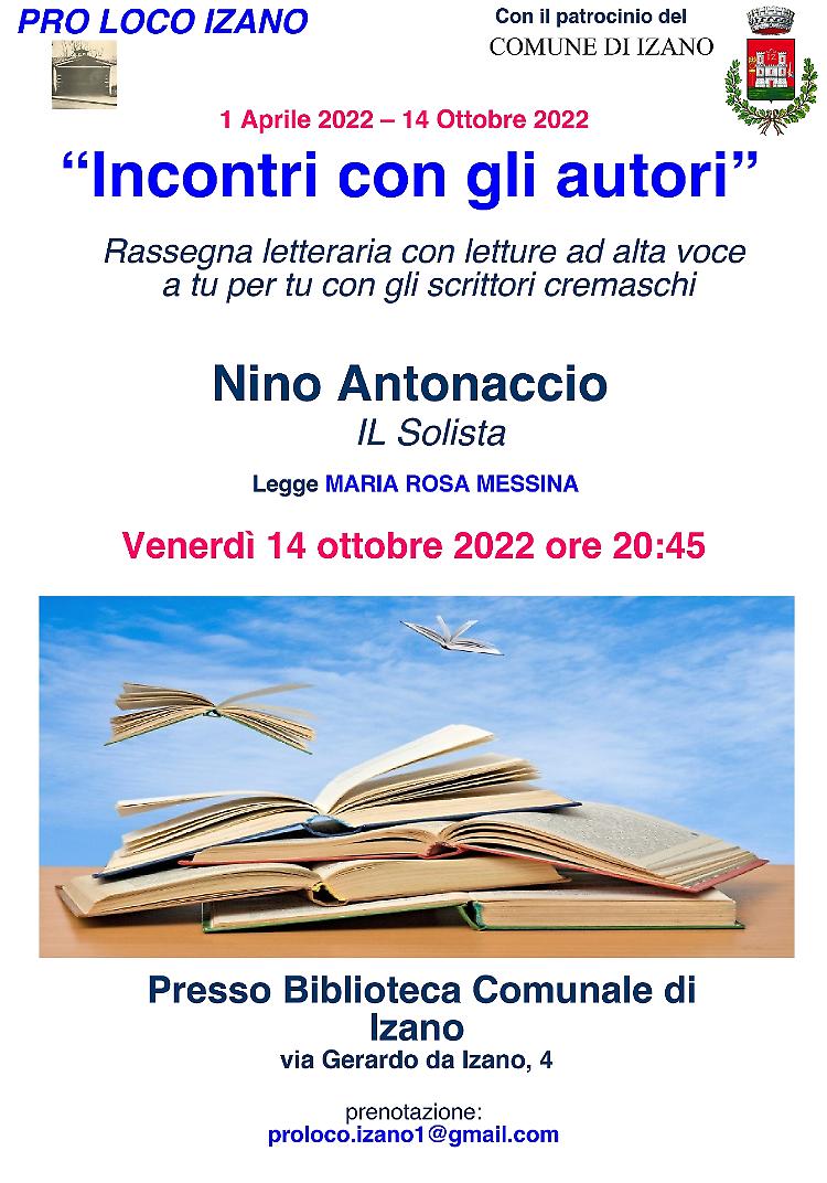 Nino Antonaccio ed “Il Solista”, ospiti della rassegna “Incontri con gli autori”
