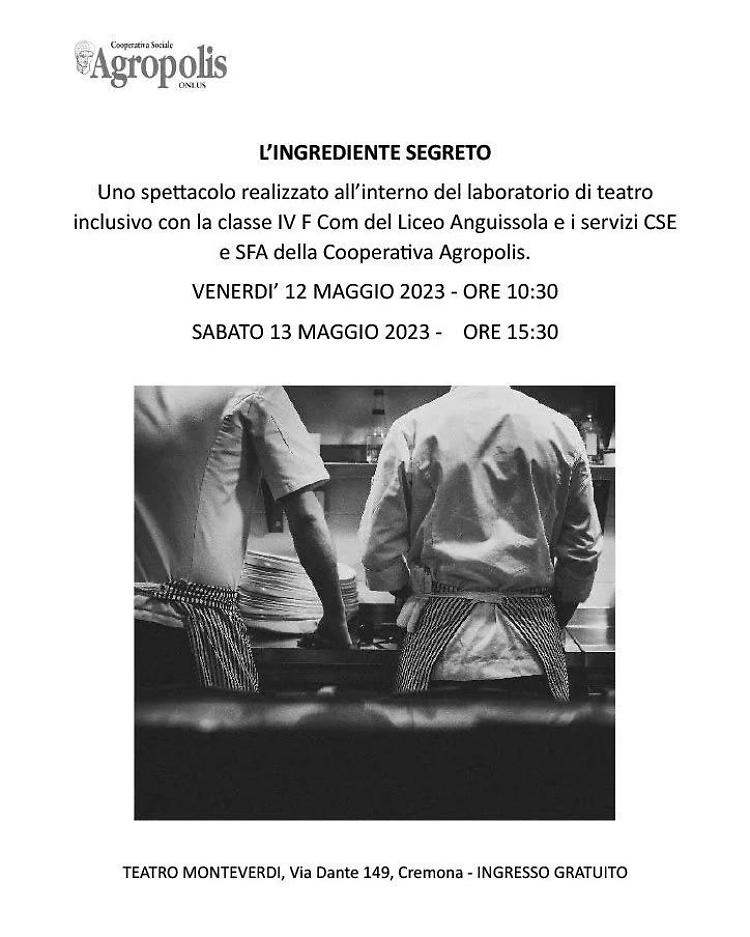 'L'ingrediente segreto' Spettacolo finale del laboratorio di teatro inclusivo