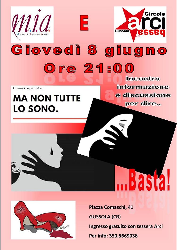 Incontro pubblico per dire basta alla violenza di genere