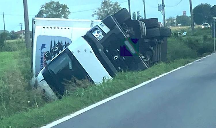 Tir carico di mirtilli finisce fuori strada, l'autista finisce in ospedale