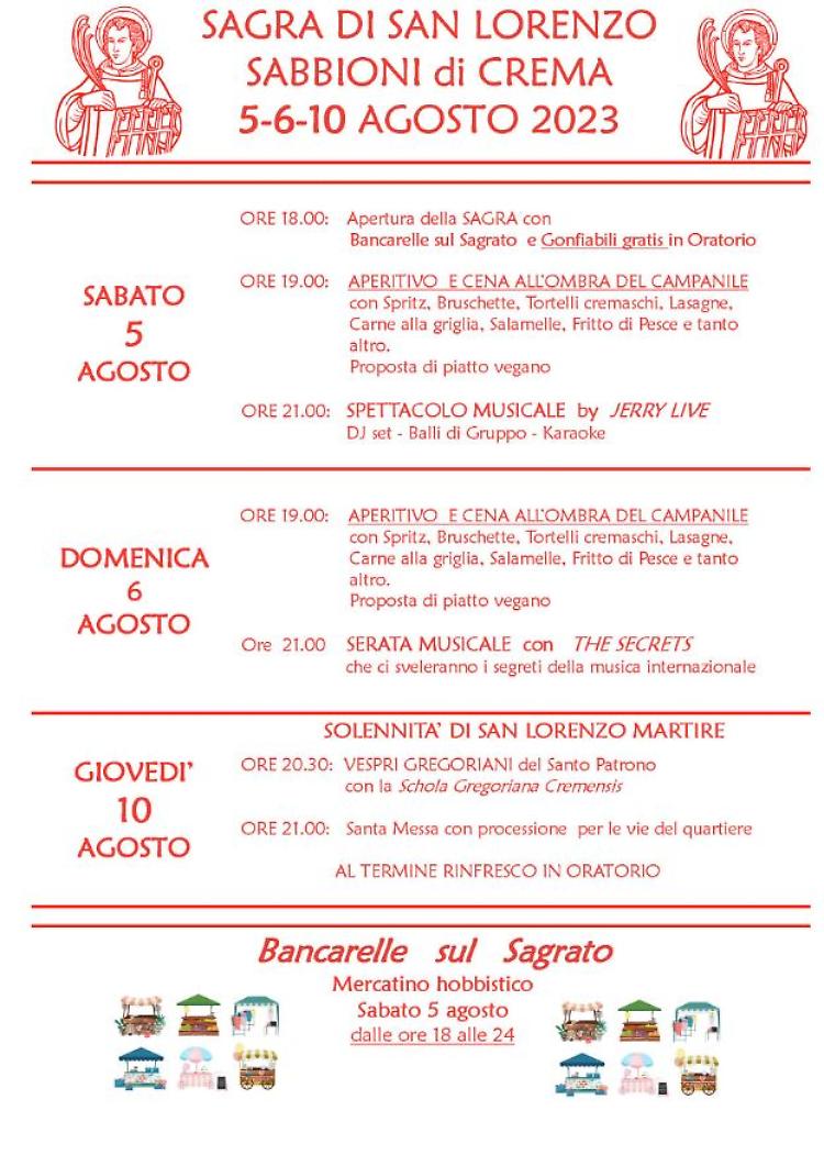 Torna la Sagra di San Lorenzo