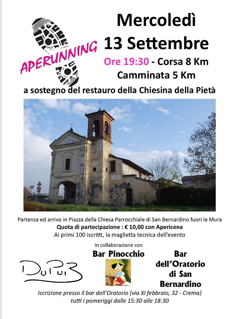 Aperunning a sostegno del restauro della Chiesina della Pietà