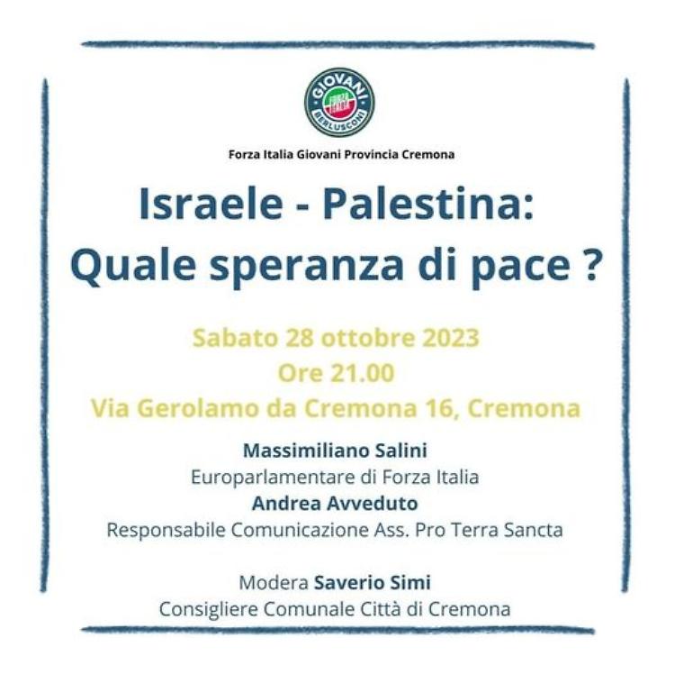 Incontro “Israele-Palestina, quale speranza di Pace?”