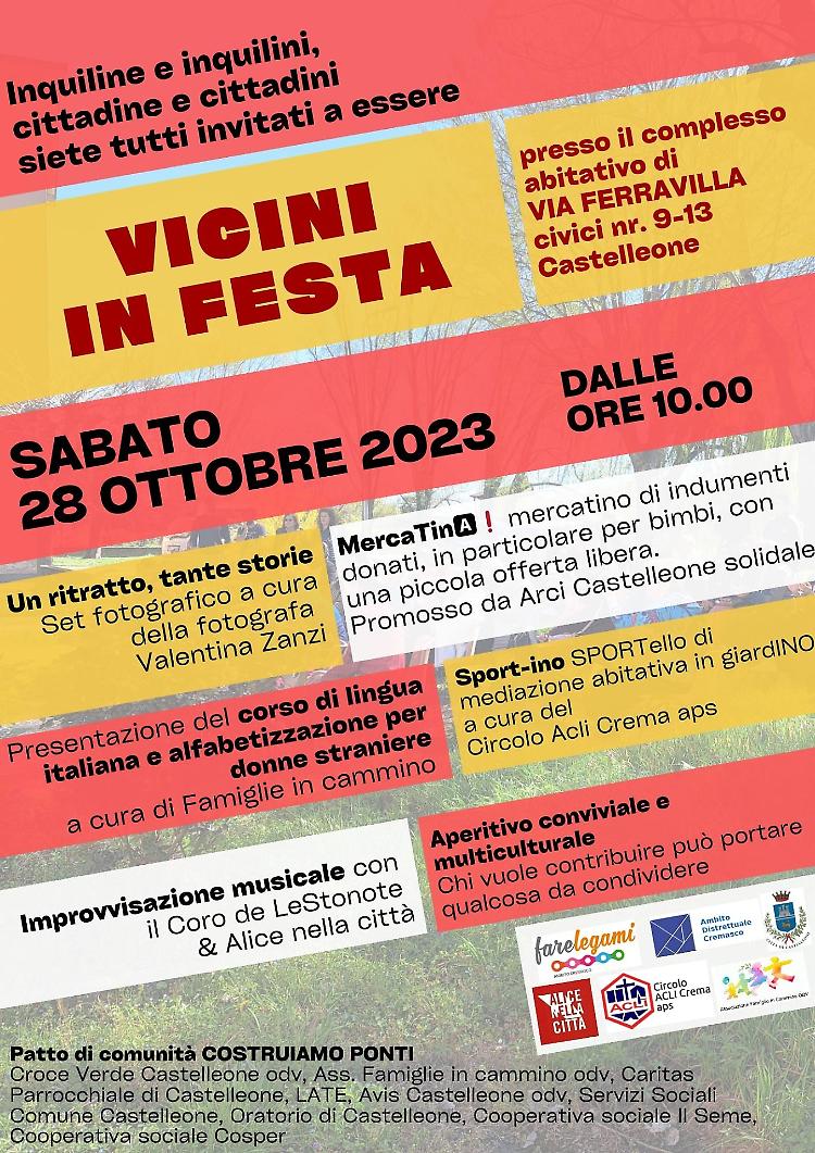 Vicini in Festa: per favorire scambi e incontri tra cittadini