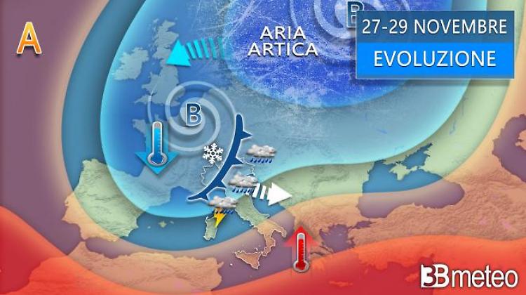 Altre due perturbazioni in settimana, freddo e neve a bassa quota