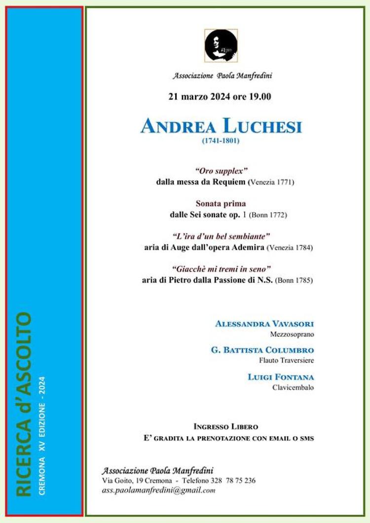 Ricerca d'ascolto: concerto dedicato ad Andrea Luchesi