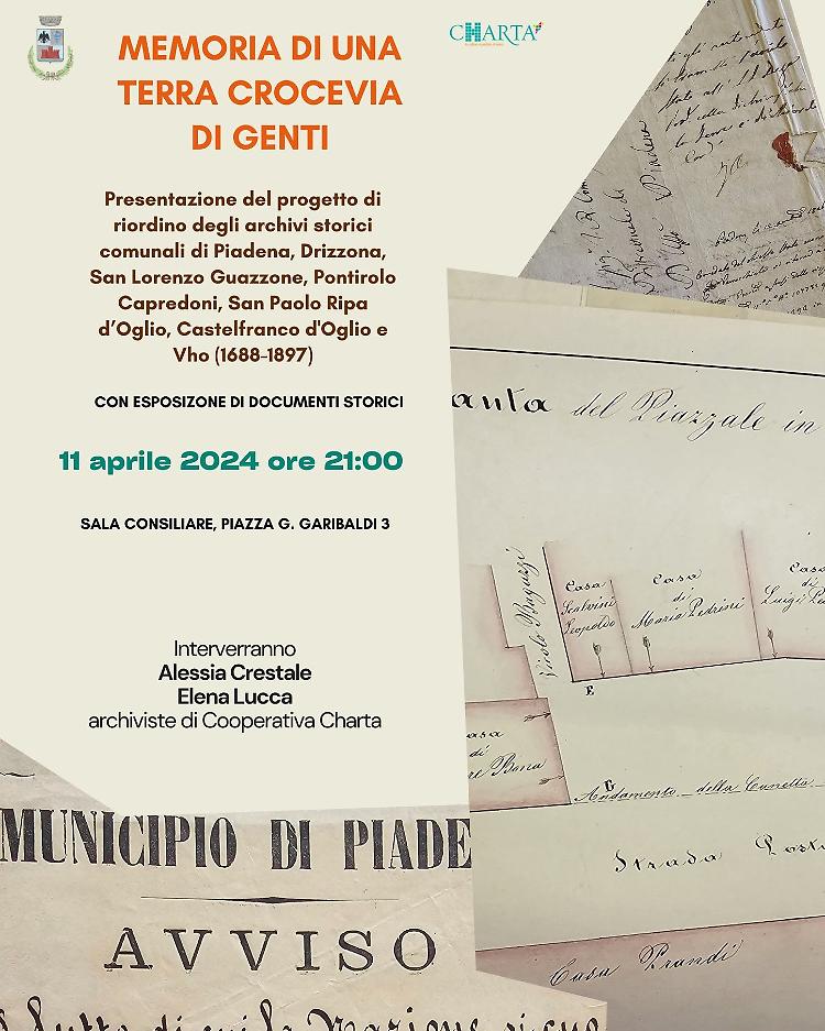 Presentazione del progetto di riordino degli archivi storici comunali