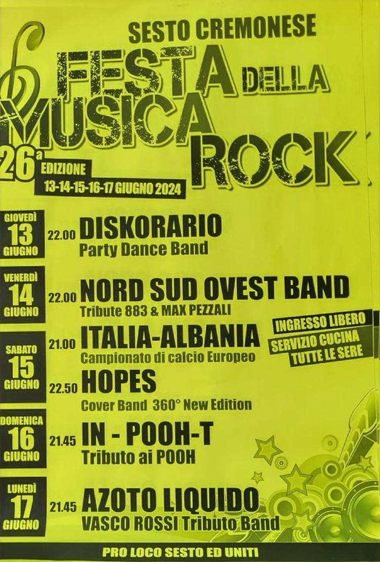 26esima edizione della Festa della Musica Rock!