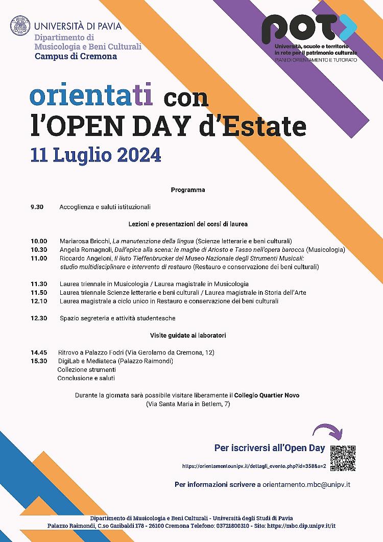Open Day d’estate Dip. di Musicologia e Beni Culturali 