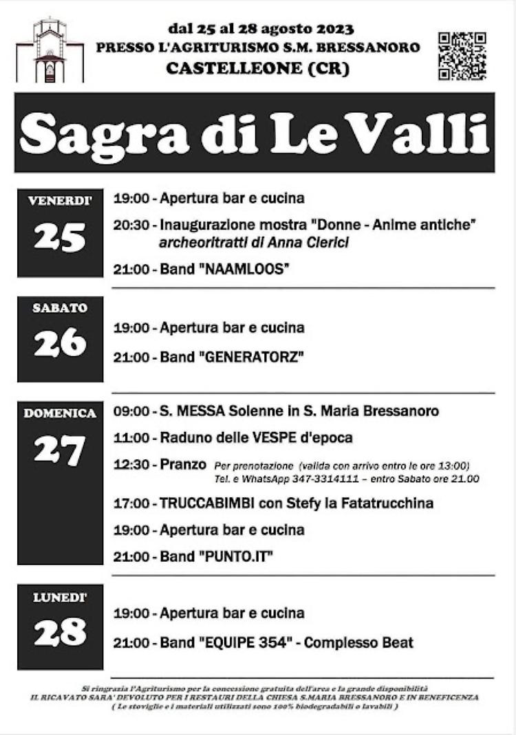 Tradizionale Sagra di Le Valli: cucina e musica live