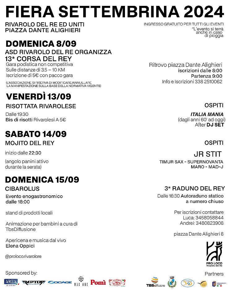 Fiera Settembrina: Risottata, Mojito del Rey, musica live...