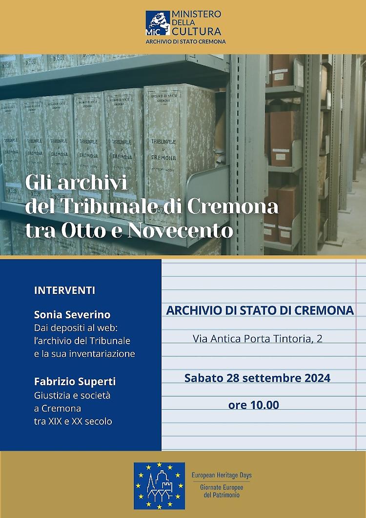 Incontro: Gli archivi del Tribunale di Cremona tra Otto e Novecento