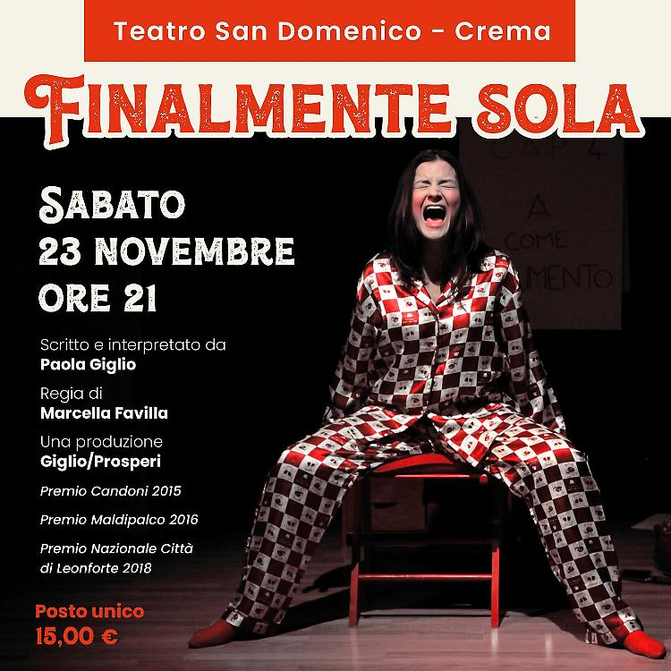  "Finalmente Sola": spettacolo teatrale contro la violenza di genere
